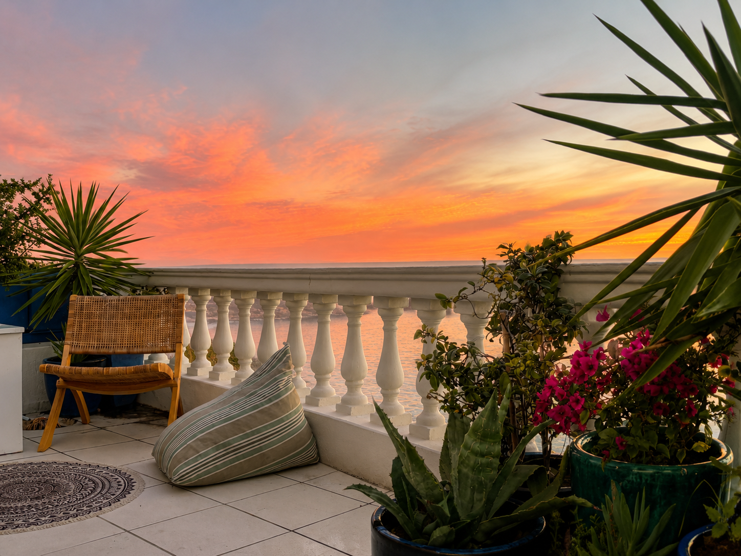 Sunset over a Verdessa Stays terrace in Cape Town